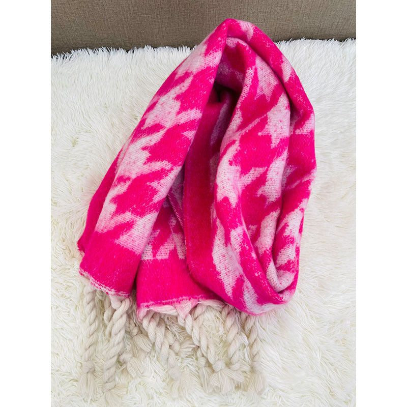 Women's Thick Fringed Houndstooth All-match Shawl Scarf
