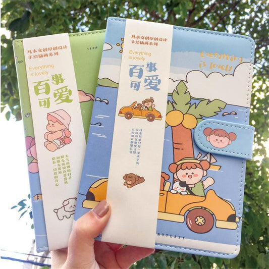 Cute Hand Ledger A5PU Color Page Notepad