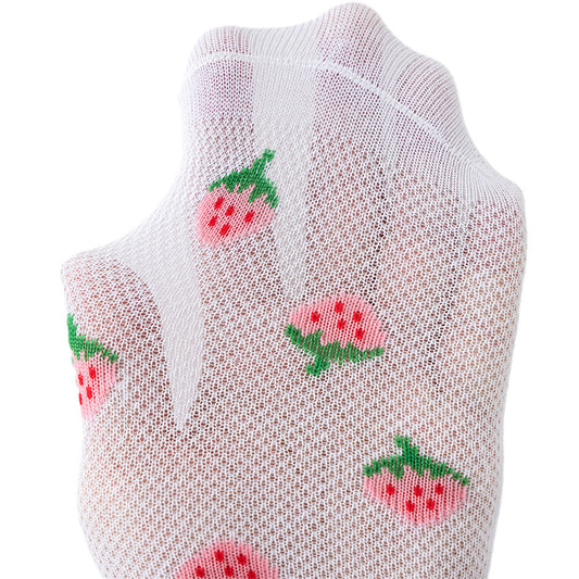 Strawberry Socks Children's Thin Socks Girls Medium Tube