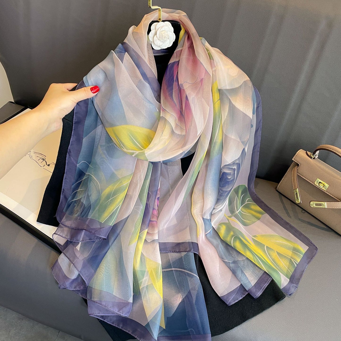 Yourou China Rose Printed Scarf