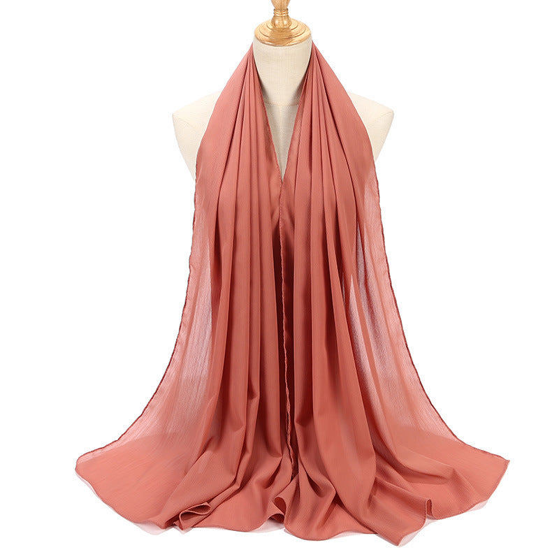 Natural Wrinkle Monochrome Chiffon Scarf Breathable Pleated Women's Toe Cap Scarf