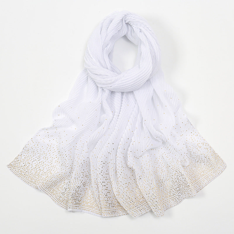 Gilding Crumpled Solid Color Polyester Scarf Women