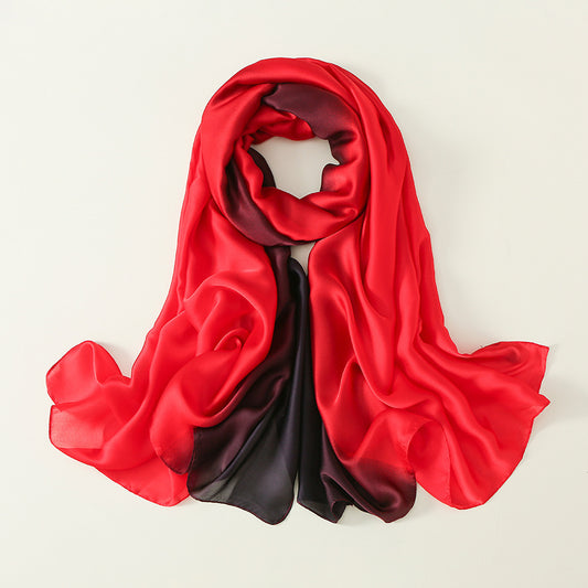 Gradient Silk Scarf Transition Color Lady