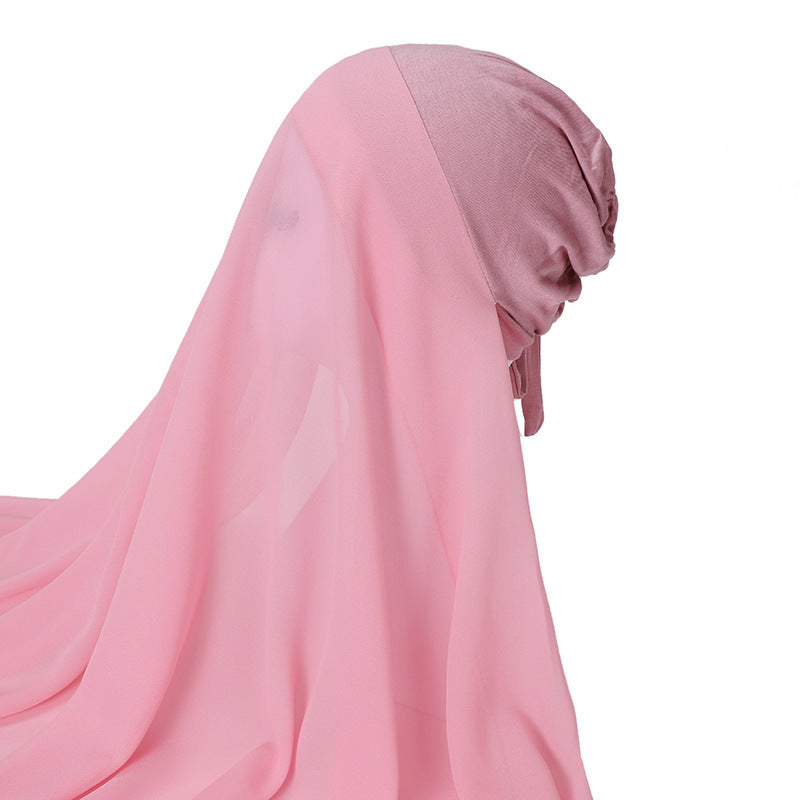 Pearl Chiffon With Elastic Bottoming Hood Scarf