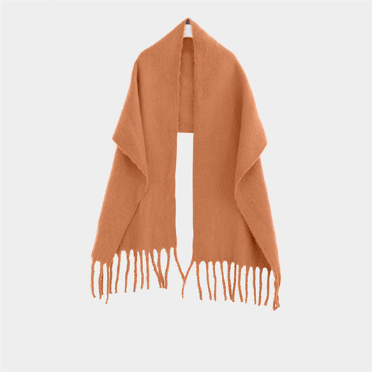 Shawl To Keep Warm All Wear White Bright Red Solid Color Neck