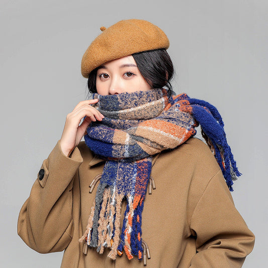 Japanese Vintage Plaid Scarf With Loops