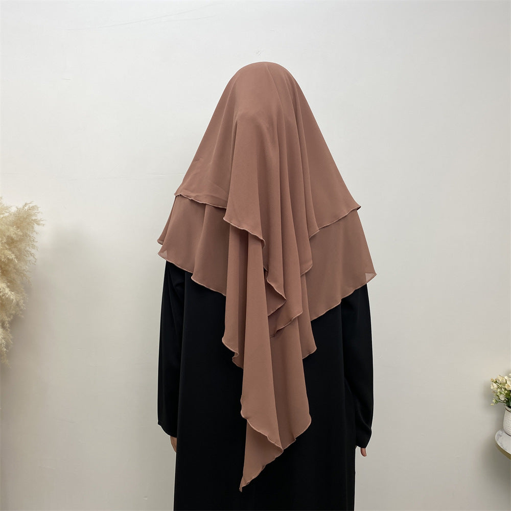 Solid Color Chiffon Turban Solid Color Double Layer