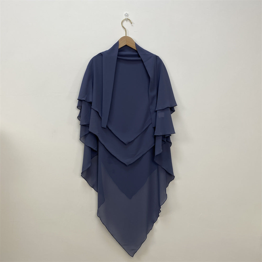 Solid Color Chiffon Turban Solid Color Double Layer