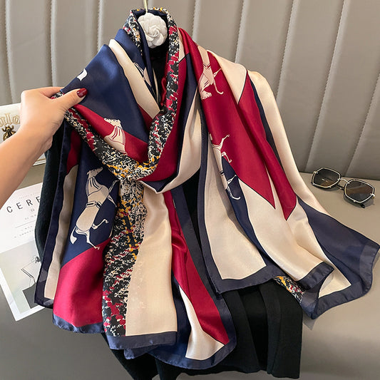 Winter Warm Vintage Print Chain Scarf Female