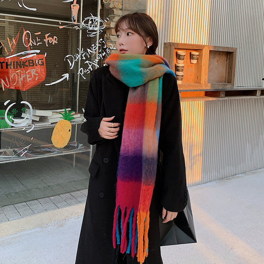 Green Cashmere Like Plaid Soft Waxy Scarf