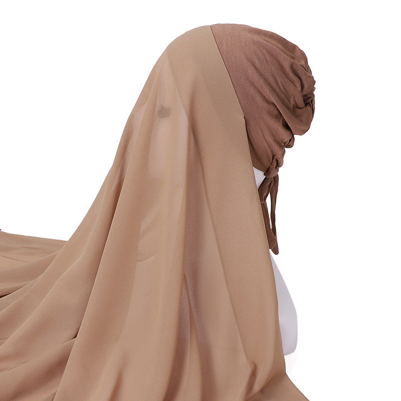 Pearl Chiffon With Elastic Bottoming Hood Scarf