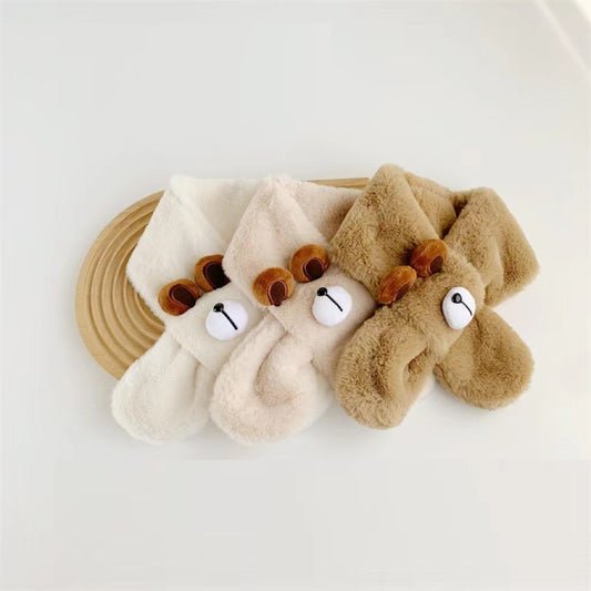 Baby Boys And Girls Winter Thermal Cute Bear Children Plush Scarf