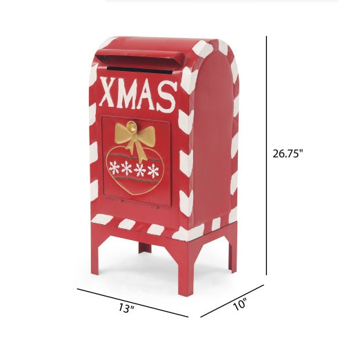 Red Iron Christmas Mailbox Decoration