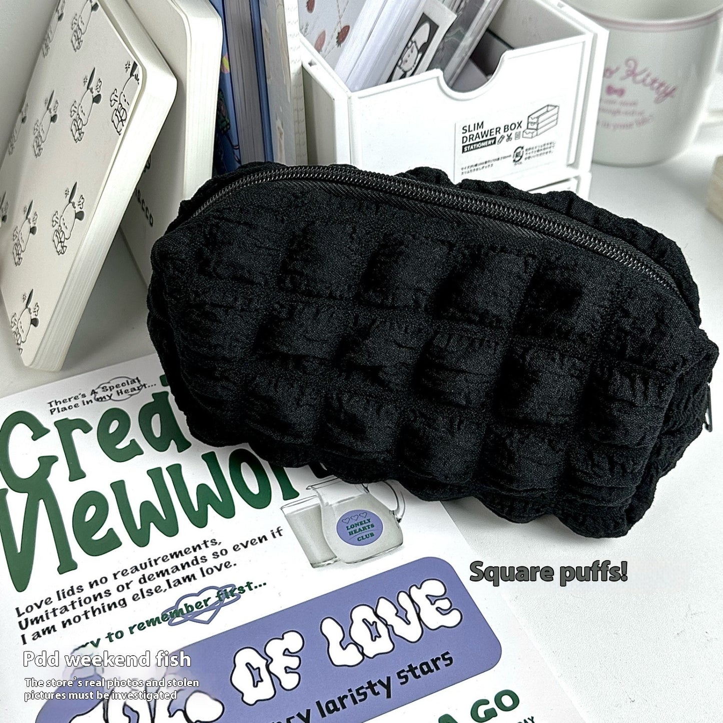 Fashion Personality Cream Puff Pencil Case