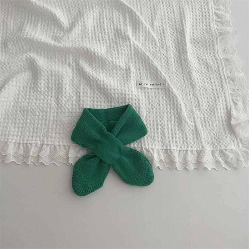 Korean Version Of Solid Color Knitted Cross Small Scarf