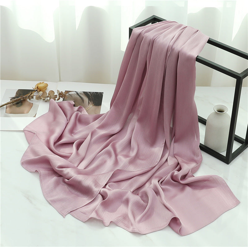 Solid Color Silk Scarf Basic All-matching