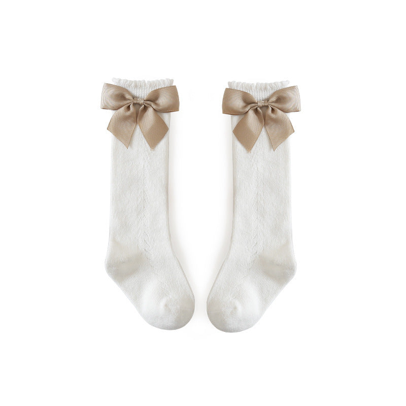Children's New Hollow Mesh Bow Socks