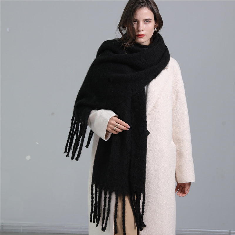 Extended Scarf Winter Cashmere-like Warm All-matching Solid Color Scarf