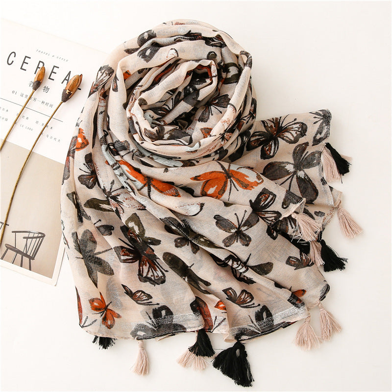 Women's Travel Sunscreen Long Gauze Cotton And Linen Feel Scarf